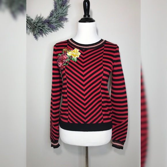 ASOS Sweaters - ASOS Rose Patch Striped Sweater